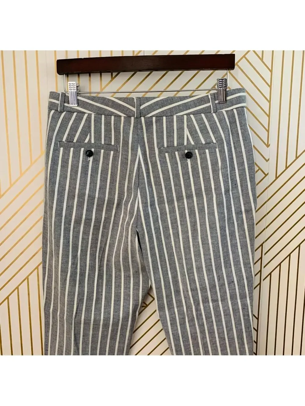 Banana Republic Avery Linen Cotton Stretch Stripe Striped Pants ankle cropped 10